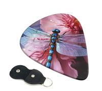 6 Pack Guitar Picks 3 Different Thickness flower and blue dragonfly Guitar Plectrums with Organizer Storage Bag Electric Guitars Picks Plectrum for Acoustic Guitars Bass Pick (0.46mm, 0.71mm, 0.96mm)