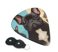 6 Pack Guitar Picks 3 Different Thickness French Bulldog Dog Cute Guitar Plectrums with Organizer Storage Bag Electric Guitars Picks Plectrum for Acoustic Guitars Bass Pick (0.46mm, 0.71mm, 0.96mm)