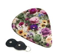6 Pack Guitar Picks 3 Different Thickness Garden Wildflowers Guitar Plectrums with Organizer Storage Bag Electric Guitars Picks Plectrum for Acoustic Guitars Bass Pick (0.46mm, 0.71mm, 0.96mm)