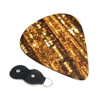 6 Pack Guitar Picks 3 Different Thickness Gold Sequin Sparkle Guitar Plectrums with Organizer Storage Bag Electric Guitars Picks Plectrum for Acoustic Guitars Bass Pick (0.46mm, 0.71mm, 0.96mm)