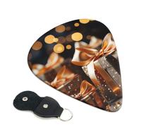6 Pack Guitar Picks 3 Different Thickness Gold silk christmas Guitar Plectrums with Organizer Storage Bag Electric Guitars Picks Plectrum for Acoustic Guitars Bass Pick (0.46mm, 0.71mm, 0.96mm)