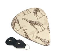 6 Pack Guitar Picks 3 Different Thickness Hand Drawn Giraffes Guitar Plectrums with Organizer Storage Bag Electric Guitars Picks Plectrum for Acoustic Guitars Bass Pick (0.46mm, 0.71mm, 0.96mm)