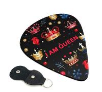 6 Pack Guitar Picks 3 Different Thickness I Am Queen Guitar Plectrums with Organizer Storage Bag Electric Guitars Picks Plectrum for Acoustic Guitars Bass Pick (0.46mm, 0.71mm, 0.96mm)