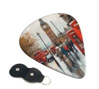 6 Pack Guitar Picks 3 Different Thickness London Impression Guitar Plectrums with Organizer Storage Bag Electric Guitars Picks Plectrum for Acoustic Guitars Bass Pick (0.46mm, 0.71mm, 0.96mm)