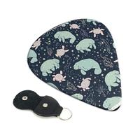 6 Pack Guitar Picks 3 Different Thickness Manatee Animals Guitar Plectrums with Organizer Storage Bag Electric Guitars Picks Plectrum for Acoustic Guitars Bass Pick (0.46mm, 0.71mm, 0.96mm)