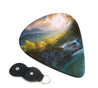 6 Pack Guitar Picks 3 Different Thickness Nature Landscape Guitar Plectrums with Organizer Storage Bag Electric Guitars Picks Plectrum for Acoustic Guitars Bass Pick (0.46mm, 0.71mm, 0.96mm)