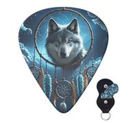 6 Pack Guitar Picks 3 Different Thickness Personalized Guitar Plectrums 3d Wolf Dream Catcher Guitar Picks Electric Guitar Bass Picks 4pcs 0.46mm, 4pcs 0.71mm, 4pcs 0.96mm
