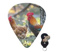 6 Pack Guitar Picks 3 Different Thickness Personalized Guitar Plectrums Beautiful Rooster Hen Guitar Picks Electric Guitar Bass Picks 4pcs 0.46mm, 4pcs 0.71mm, 4pcs 0.96mm
