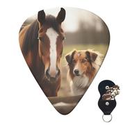 6 Pack Guitar Picks 3 Different Thickness Personalized Guitar Plectrums Collie Dog And Horse Together Guitar Picks Electric Guitar Bass Picks 4pcs 0.46mm, 4pcs 0.71mm, 4pcs 0.96mm