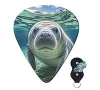 6 Pack Guitar Picks 3 Different Thickness Personalized Guitar Plectrums Cute Sea Animal Manatee Guitar Picks Electric Guitar Bass Picks 4pcs 0.46mm, 4pcs 0.71mm, 4pcs 0.96mm