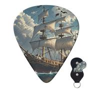 6 Pack Guitar Picks 3 Different Thickness Personalized Guitar Plectrums Fantasy Pirate Ship Guitar Picks Electric Guitar Bass Picks 4pcs 0.46mm, 4pcs 0.71mm, 4pcs 0.96mm