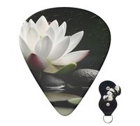 6 Pack Guitar Picks 3 Different Thickness Personalized Guitar Plectrums Lotus And Black Zen Stones Guitar Picks Electric Guitar Bass Picks 4pcs 0.46mm, 4pcs 0.71mm, 4pcs 0.96mm
