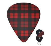 6 Pack Guitar Picks 3 Different Thickness Personalized Guitar Plectrums Plaid Red And Black Guitar Picks Electric Guitar Bass Picks 4pcs 0.46mm, 4pcs 0.71mm, 4pcs 0.96mm