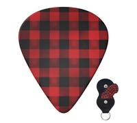 6 Pack Guitar Picks 3 Different Thickness Personalized Guitar Plectrums Red Black Buffalo Check Plaid Pattern_78177534 Guitar Picks Electric Guitar Bass Picks 4pcs 0.46mm, 4pcs 0.71mm, 4pcs 0.96mm