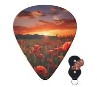6 Pack Guitar Picks 3 Different Thickness Personalized Guitar Plectrums Red Poppy Flower Field In Sunset Guitar Picks Electric Guitar Bass Picks 4pcs 0.46mm, 4pcs 0.71mm, 4pcs 0.96mm
