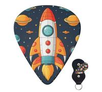 6 Pack Guitar Picks 3 Different Thickness Personalized Guitar Plectrums Rocket Clipart Space Ship Guitar Picks Electric Guitar Bass Picks 4pcs 0.46mm, 4pcs 0.71mm, 4pcs 0.96mm