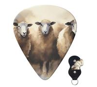 6 Pack Guitar Picks 3 Different Thickness Personalized Guitar Plectrums Sheeps Watercolor Guitar Picks Electric Guitar Bass Picks 4pcs 0.46mm, 4pcs 0.71mm, 4pcs 0.96mm