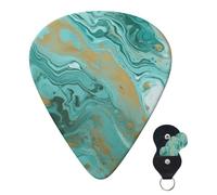 6 Pack Guitar Picks 3 Different Thickness Personalized Guitar Plectrums Teal And Gold Marble_76680264 Guitar Picks Electric Guitar Bass Picks 4pcs 0.46mm, 4pcs 0.71mm, 4pcs 0.96mm