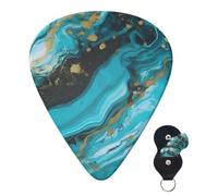 6 Pack Guitar Picks 3 Different Thickness Personalized Guitar Plectrums Turquoise Blue Gold Marble Guitar Picks Electric Guitar Bass Picks 4pcs 0.46mm, 4pcs 0.71mm, 4pcs 0.96mm
