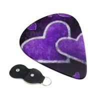 6 Pack Guitar Picks 3 Different Thickness Purple Hearts Guitar Plectrums with Organizer Storage Bag Electric Guitars Picks Plectrum for Acoustic Guitars Bass Pick (0.46mm, 0.71mm, 0.96mm)