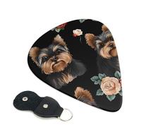 6 Pack Guitar Picks 3 Different Thickness Rose and Yorkie Puppy Guitar Plectrums with Organizer Storage Bag Electric Guitars Picks Plectrum for Acoustic Guitars Bass Pick (0.46mm, 0.71mm, 0.96mm)