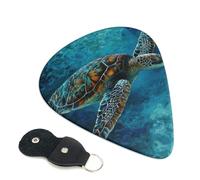 6 Pack Guitar Picks 3 Different Thickness Sea Turtle Blue Guitar Plectrums with Organizer Storage Bag Electric Guitars Picks Plectrum for Acoustic Guitars Bass Pick (0.46mm, 0.71mm, 0.96mm)