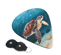 6 Pack Guitar Picks 3 Different Thickness Sea turtle swimming Guitar Plectrums with Organizer Storage Bag Electric Guitars Picks Plectrum for Acoustic Guitars Bass Pick (0.46mm, 0.71mm, 0.96mm)
