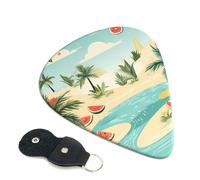 6 Pack Guitar Picks 3 Different Thickness Seaside Watermelon Pattern Guitar Plectrums with Organizer Storage Bag Electric Guitars Picks Plectrum for Acoustic Guitars Bass Pick (0.46mm, 0.71mm, 0.96mm)
