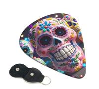 6 Pack Guitar Picks 3 Different Thickness Sugar Skulls Guitar Plectrums with Organizer Storage Bag Electric Guitars Picks Plectrum for Acoustic Guitars Bass Pick (0.46mm, 0.71mm, 0.96mm)