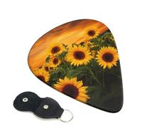 6 Pack Guitar Picks 3 Different Thickness Sunflowers Guitar Plectrums with Organizer Storage Bag Electric Guitars Picks Plectrum for Acoustic Guitars Bass Pick (0.46mm, 0.71mm, 0.96mm)