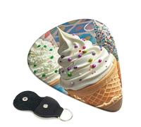6 Pack Guitar Picks 3 Different Thickness Sweet Ice Cream Guitar Plectrums with Organizer Storage Bag Electric Guitars Picks Plectrum for Acoustic Guitars Bass Pick (0.46mm, 0.71mm, 0.96mm)