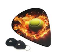 6 Pack Guitar Picks 3 Different Thickness Tennis on fire Guitar Plectrums with Organizer Storage Bag Electric Guitars Picks Plectrum for Acoustic Guitars Bass Pick (0.46mm, 0.71mm, 0.96mm)