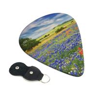 6 Pack Guitar Picks 3 Different Thickness Texas Bluebonnets Scenery Guitar Plectrums with Organizer Storage Bag Electric Guitars Picks Plectrum for Acoustic Guitars Bass Pick (0.46mm, 0.71mm, 0.96mm)