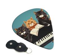 6 Pack Guitar Picks 3 Different Thickness Three cats playing notes Guitar Plectrums with Organizer Storage Bag Electric Guitars Picks Plectrum for Acoustic Guitars Bass Pick (0.46mm, 0.71mm, 0.96mm)