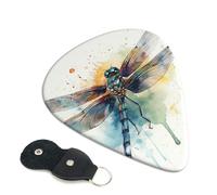 6 Pack Guitar Picks 3 Different Thickness Watercolor Dragonfly Guitar Plectrums with Organizer Storage Bag Electric Guitars Picks Plectrum for Acoustic Guitars Bass Pick (0.46mm, 0.71mm, 0.96mm)