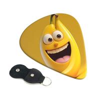6 Pack Guitar Picks 3 Different Thickness Yellow Banana Guitar Plectrums with Organizer Storage Bag Electric Guitars Picks Plectrum for Acoustic Guitars Bass Pick (0.46mm, 0.71mm, 0.96mm)