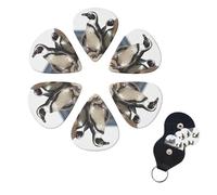 6 Pack Guitar Picks for Acoustic Electric, Thin-Medium-Heavy Picks Handmade Plectrums African Penguin Guitar Plectrums Bass Ukulele Pick for Acoustic Guitars Lovers Gift