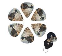 6 Pack Guitar Picks for Acoustic Electric, Thin-Medium-Heavy Picks Handmade Plectrums Beach on The Pacific Coast Guitar Plectrums Bass Ukulele Pick for Acoustic Guitars Lovers Gift