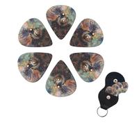 6 Pack Guitar Picks for Acoustic Electric, Thin-Medium-Heavy Picks Handmade Plectrums Beautiful Steam Train Guitar Plectrums Bass Ukulele Pick for Acoustic Guitars Lovers Gift