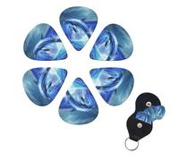 6 Pack Guitar Picks for Acoustic Electric, Thin-Medium-Heavy Picks Handmade Plectrums Blue ocean dolphin Guitar Plectrums Bass Ukulele Pick for Acoustic Guitars Lovers Gift