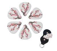 6 Pack Guitar Picks for Acoustic Electric, Thin-Medium-Heavy Picks Handmade Plectrums Cherry Blossom Tree Branch Guitar Plectrums Bass Ukulele Pick for Acoustic Guitars Lovers Gift
