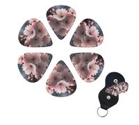 6 Pack Guitar Picks for Acoustic Electric, Thin-Medium-Heavy Picks Handmade Plectrums Cherry Blossoms Guitar Plectrums Bass Ukulele Pick for Acoustic Guitars Lovers Gift