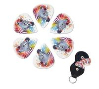 6 Pack Guitar Picks for Acoustic Electric, Thin-Medium-Heavy Picks Handmade Plectrums Cute Colorful Zebra Guitar Plectrums Bass Ukulele Pick for Acoustic Guitars Lovers Gift