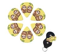 6 Pack Guitar Picks for Acoustic Electric, Thin-Medium-Heavy Picks Handmade Plectrums Cute sloths on yellow lemons Guitar Plectrums Bass Ukulele Pick for Acoustic Guitars Lovers Gift