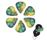 6 Pack Guitar Picks for Acoustic Electric, Thin-Medium-Heavy Picks Handmade Plectrums Dancing with Dragonflies Guitar Plectrums Bass Ukulele Pick for Acoustic Guitars Lovers Gift