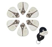 6 Pack Guitar Picks for Acoustic Electric, Thin-Medium-Heavy Picks Handmade Plectrums Eiffel Tower Guitar Plectrums Bass Ukulele Pick for Acoustic Guitars Lovers Gift