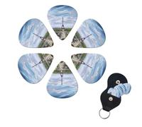 6 Pack Guitar Picks for Acoustic Electric, Thin-Medium-Heavy Picks Handmade Plectrums Eiffel Tower Paris View Guitar Plectrums Bass Ukulele Pick for Acoustic Guitars Lovers Gift