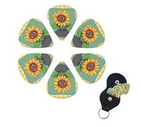6 Pack Guitar Picks for Acoustic Electric, Thin-Medium-Heavy Picks Handmade Plectrums Hello Sunshine and Sunflowers Guitar Plectrums Bass Ukulele Pick for Acoustic Guitars Lovers Gift