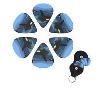6 Pack Guitar Picks for Acoustic Electric, Thin-Medium-Heavy Picks Handmade Plectrums Killer Whales Swim Along Guitar Plectrums Bass Ukulele Pick for Acoustic Guitars Lovers Gift