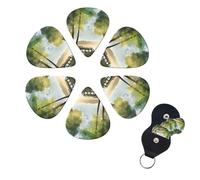 6 Pack Guitar Picks for Acoustic Electric, Thin-Medium-Heavy Picks Handmade Plectrums Landscape Trees Guitar Plectrums Bass Ukulele Pick for Acoustic Guitars Lovers Gift